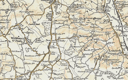 Old map of Twinstead Green in 1898-1901