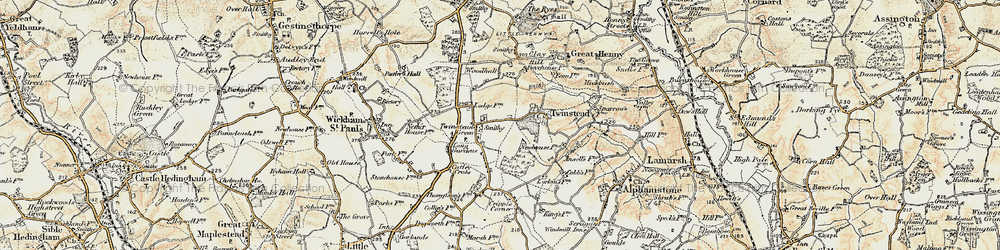 Old map of Twinstead Green in 1898-1901