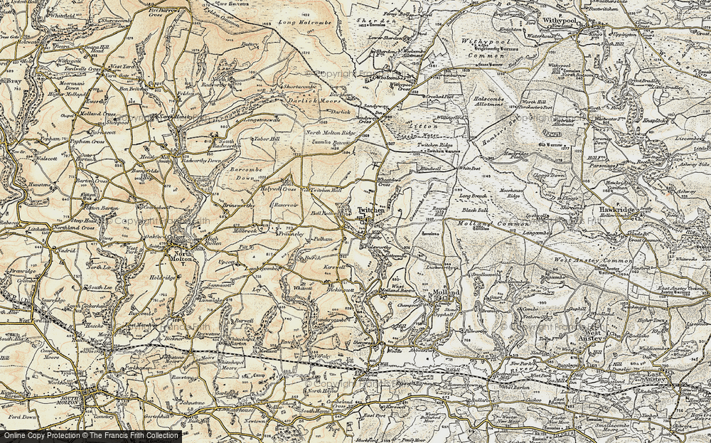 Old Map of Historic Map covering Badgercombe in 1900