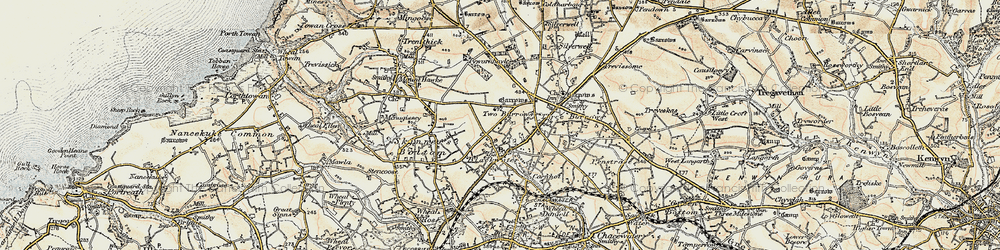 Old map of Two Burrows in 1900