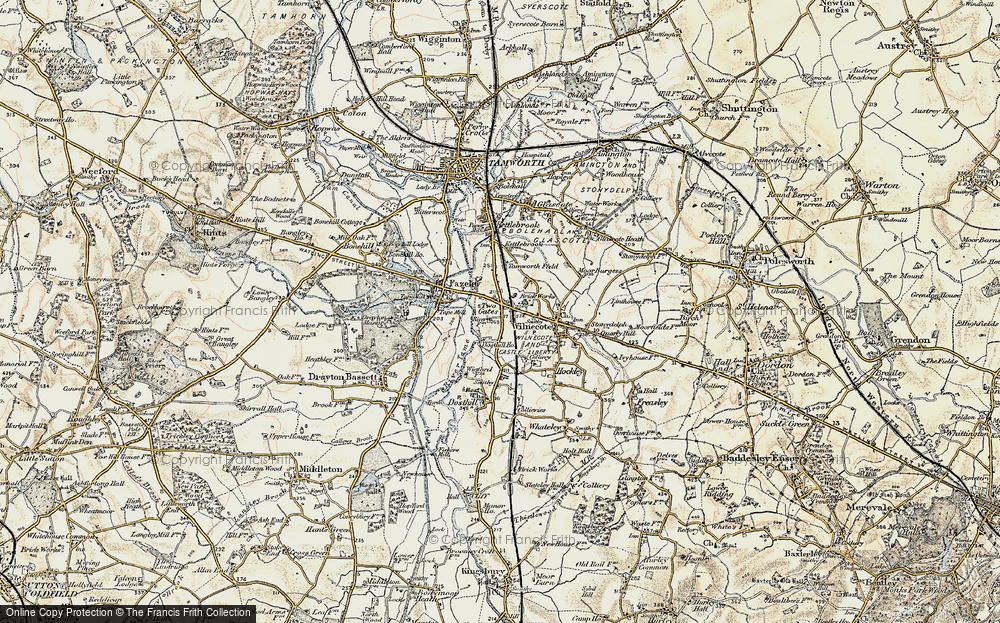 Old Map of Two Gates, 1901-1902 in 1901-1902
