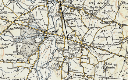 Old map of Two Gates in 1901-1902