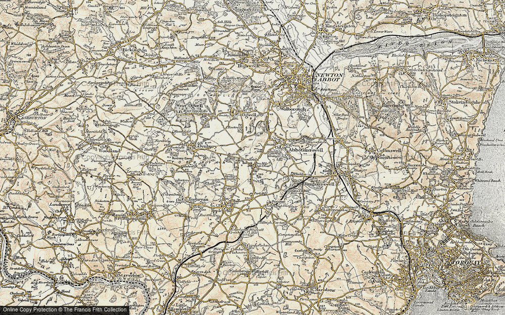 Old Map of Two Mile Oak Cross, 1899 in 1899