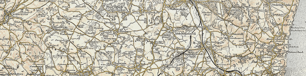 Old map of Two Mile Oak Cross in 1899