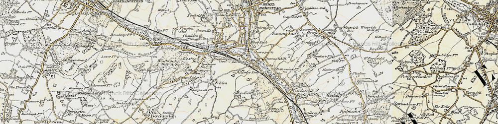 Old map of Two Waters in 1897-1898