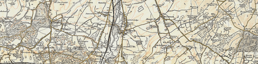 Old map of Twyford in 1897-1909