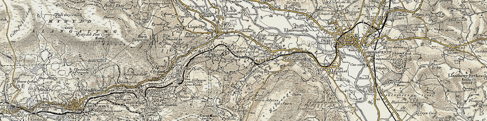 Old map of Twyn-Allws in 1899-1900