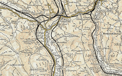 Old map of Twyn Shôn-Ifan in 1899-1900