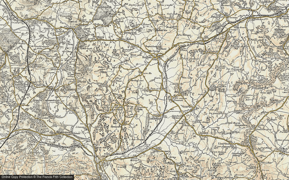 Old Map of Historic Map covering Berllan-deri in 1899-1900