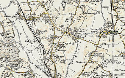 Old map of Twyning in 1899-1901