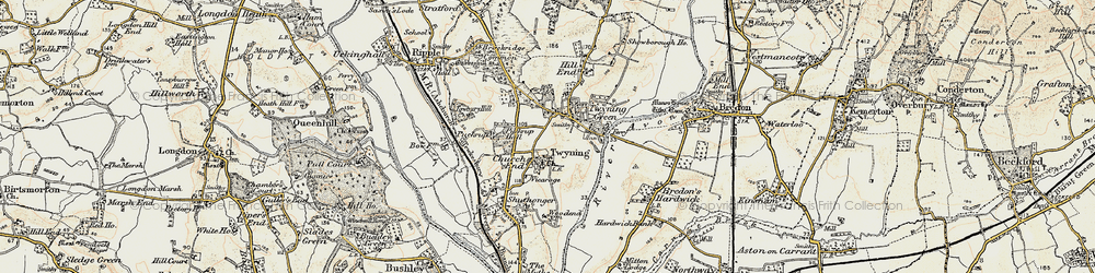 Old map of Twyning in 1899-1901