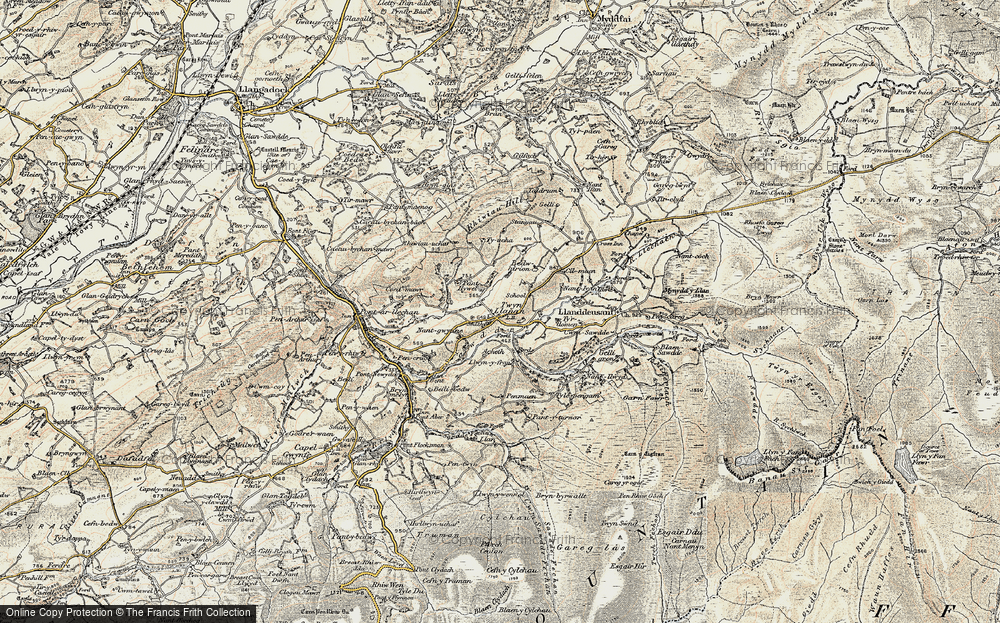 Old Map of Historic Map covering Brest y Rhôs in 1900-1901