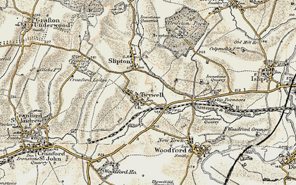 Old map of Twywell in 1901-1902
