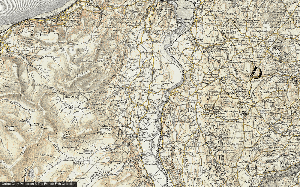 Old Map of Historic Map covering Afon Roe in 1902-1903