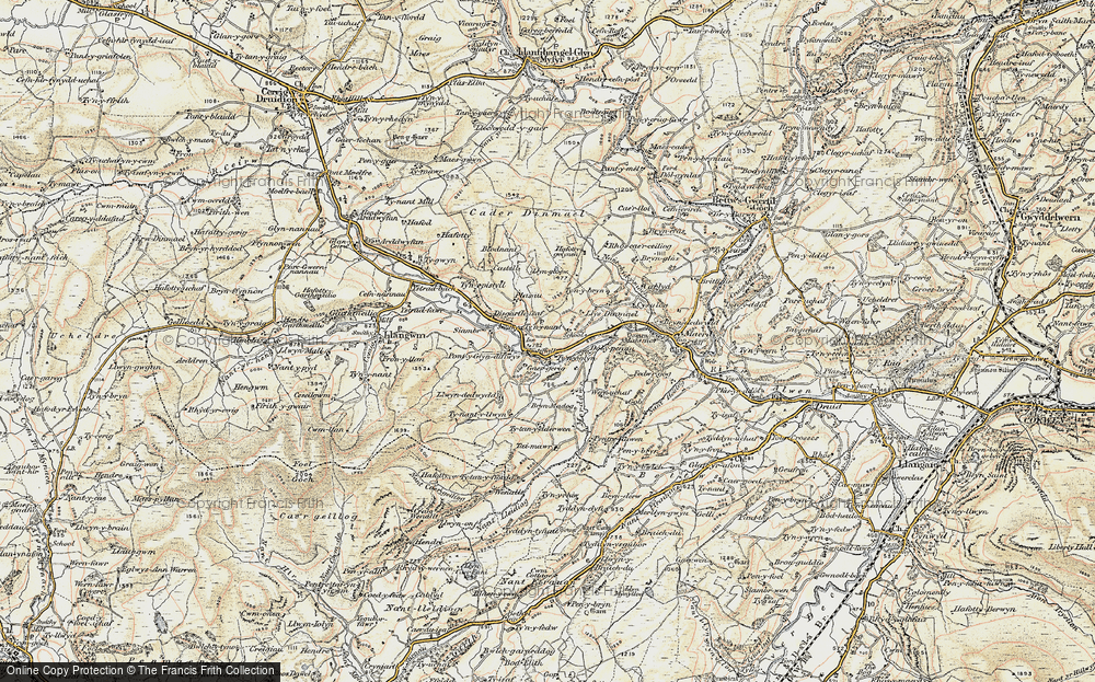Old Map of Historic Map covering Blodnant in 1902-1903