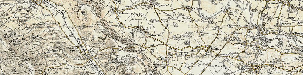 Old map of Tyberton in 1900-1901