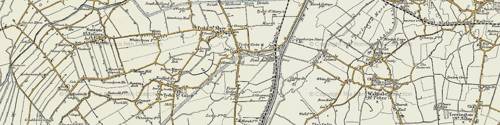 Old map of Tydd Gote in 1901-1902