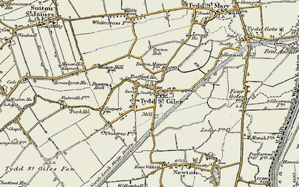 Old map of Tydd St Giles in 1901-1902