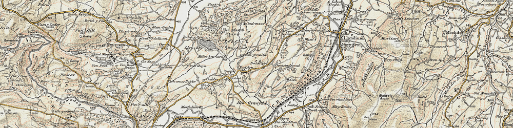 Old map of Wigdwr Brook in 1902-1903