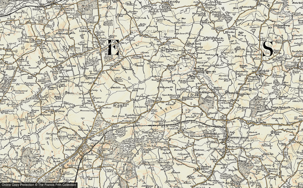 Old Map of Historic Map covering Ashlyns in 1898