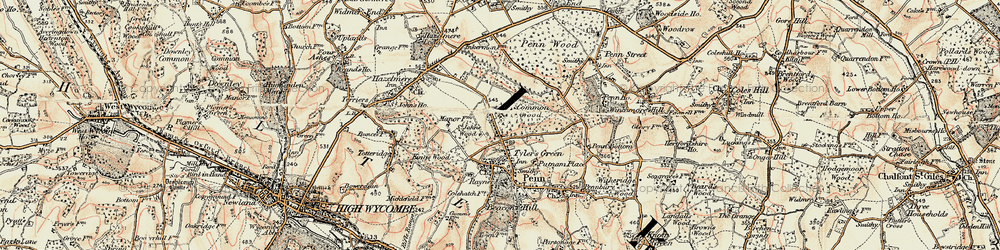 Old map of Tylers Green in 1897-1898