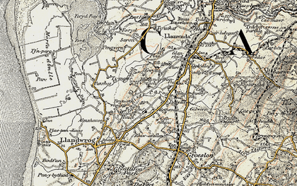 Old map of Afon Carrog in 1903-1910