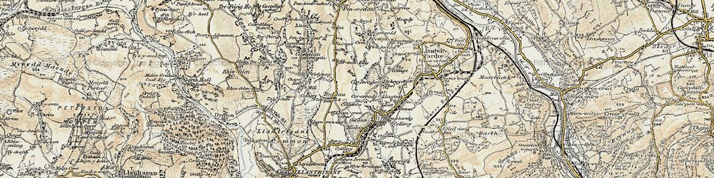 Old map of Tynant in 1899-1900