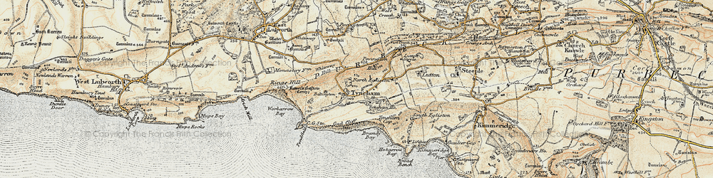 Old map of Tyneham in 1899-1909
