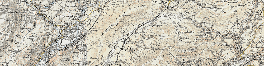 Old map of Tynewydd in 1900-1901