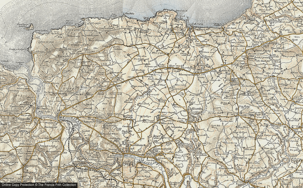 Old Map of Historic Map covering Blaenpistyll in 1901