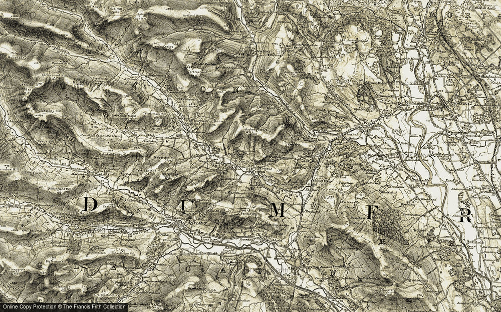 Old Map of Historic Map covering Àird Linn in 1904-1905