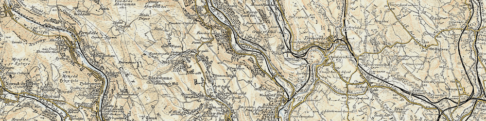 Old map of Tyntetown in 1899-1900