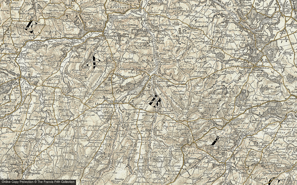 Old Map of Historic Map covering Afon Deunant in 1902-1903