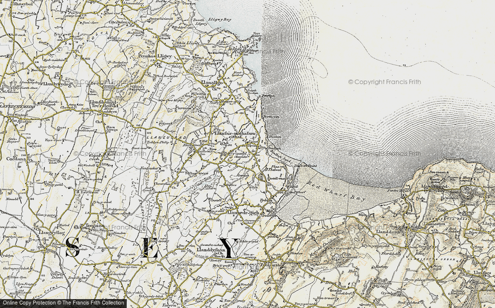Old Map of Historic Map covering Benllech Sand in 1903-1910