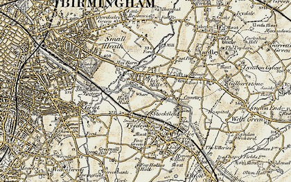 Old map of Tyseley in 1901-1902
