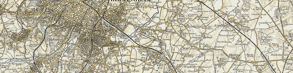 Old map of Tyseley in 1901-1902