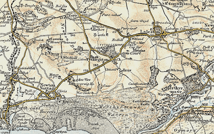 Old map of Tythegston in 1900-1901