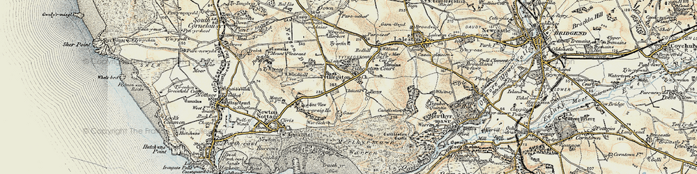 Old map of Tythegston in 1900-1901