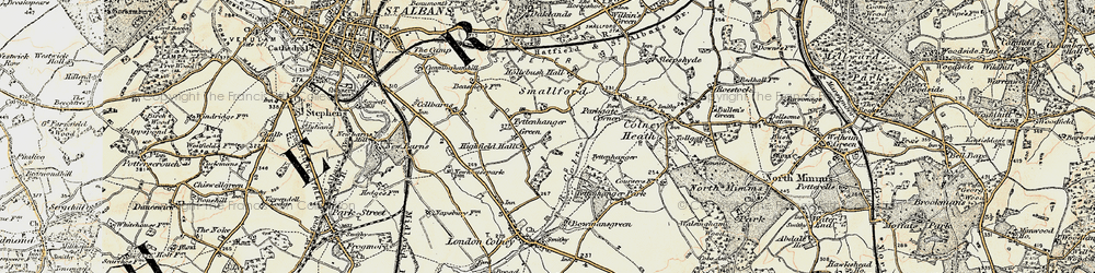 Old map of Tyttenhanger in 1897-1898