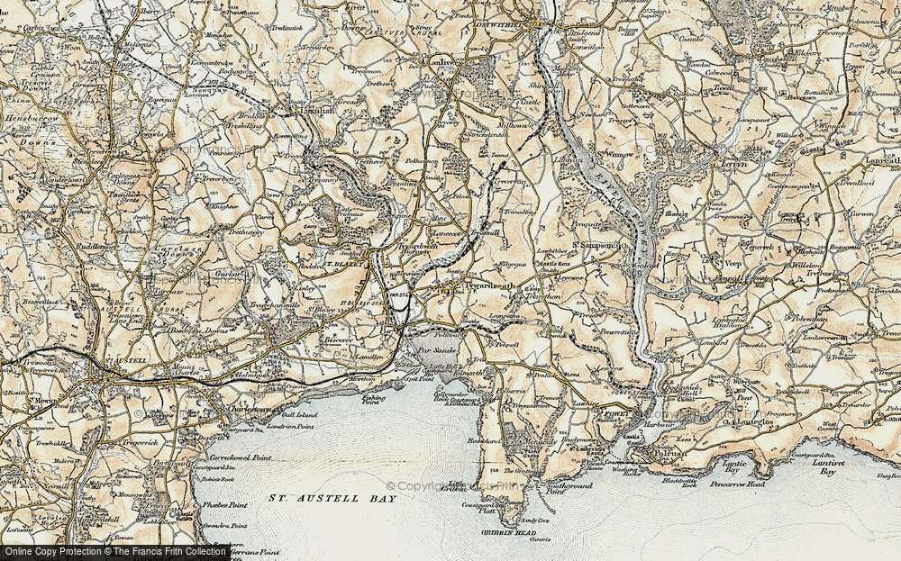Old Map of Tywardreath, 1900 in 1900