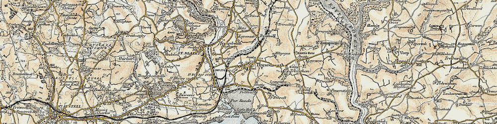 Old map of Tywardreath in 1900