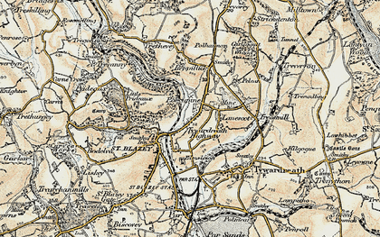 Old map of Tywardreath Highway in 1900