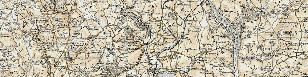 Old map of Tywardreath Highway in 1900