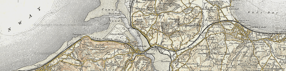 Old map of Tywyn in 1902-1903