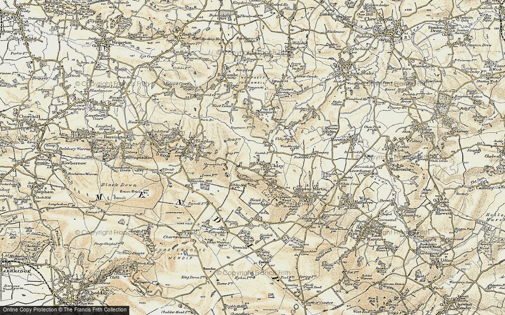 Old Map of Ubley, 1899 in 1899