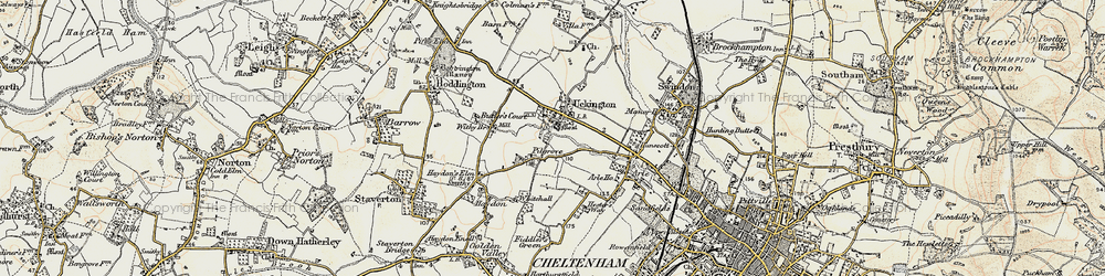 Old map of Uckington in 1898-1900