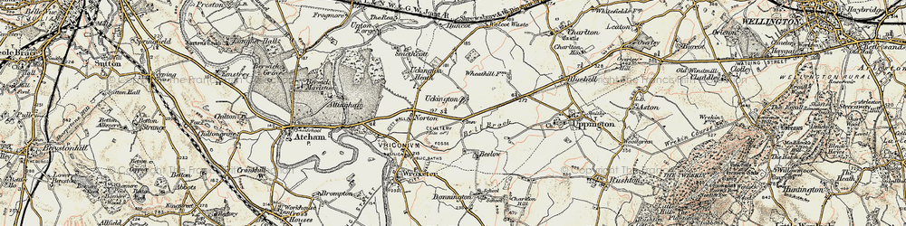 Old map of Uckington in 1902