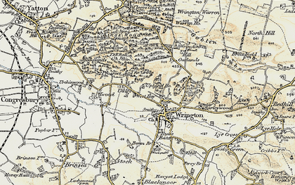 Old map of Wrington Hill in 1899-1900