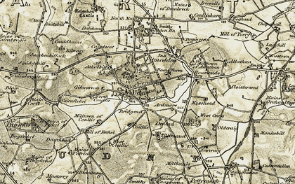 Old map of Tillymaud in 1909-1910