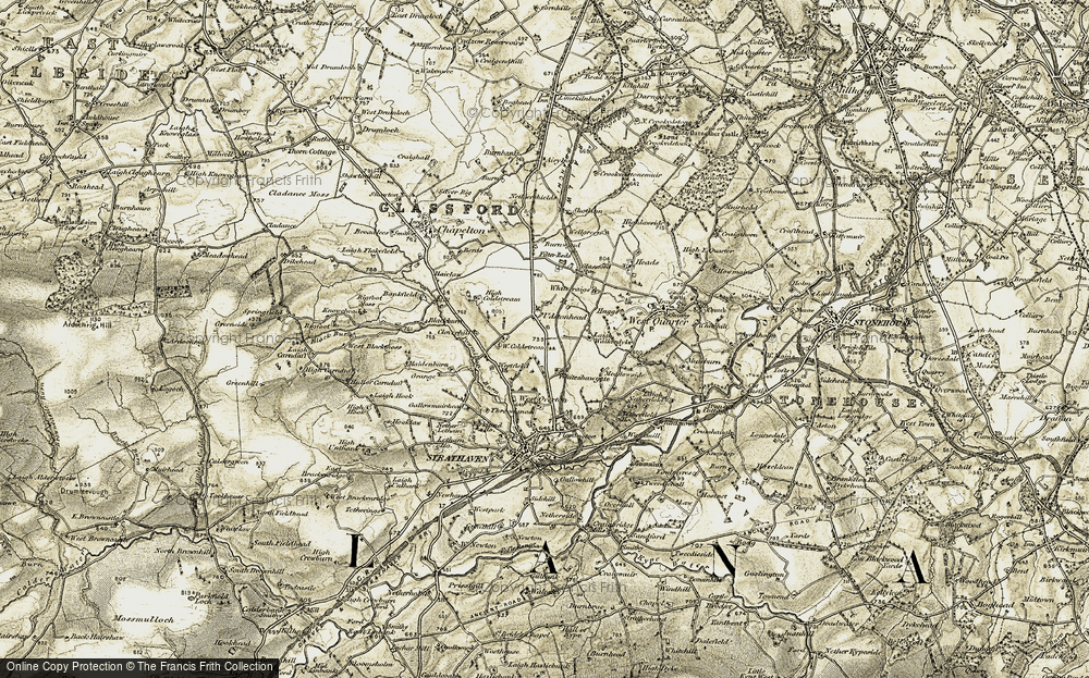 Old Map of Historic Map covering Westquarter Ho in 1904-1905